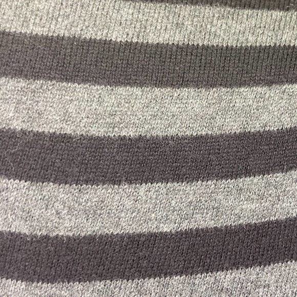 a.n.a Faux Wrap Surplice Black & Gray Striped 3/4 Sleeve Sweater Dress - Picture 8 of 9